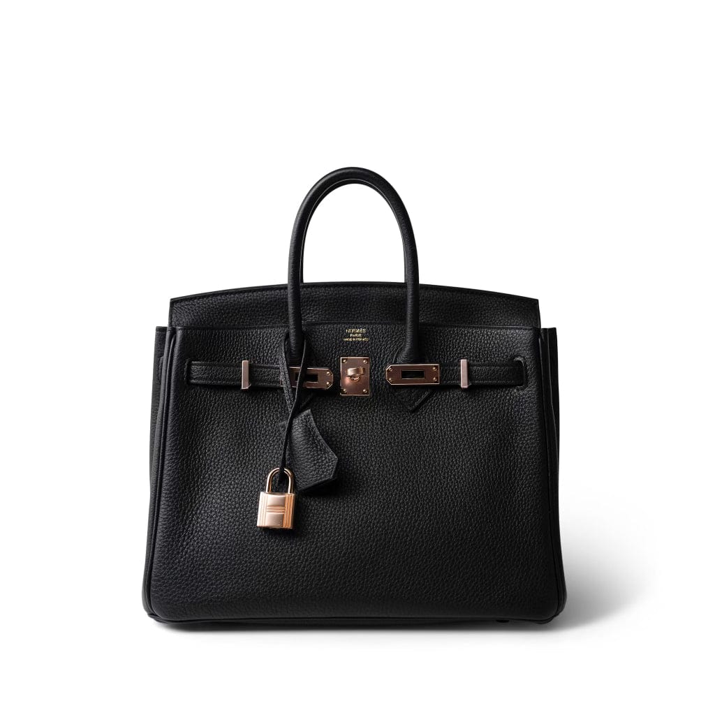 Hermes Handbag Black Birkin 25 Black Togo Rose Gold Plated Y Stamp -Knockoff
