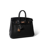 Hermes Handbag Black Birkin 25 Black Togo Rose Gold Plated Y Stamp -Knockoff
