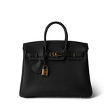 Hermes Handbag Black Birkin 25 Noir Black Veau Togo Leather Gold Hardware -Knockoff
