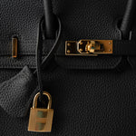 Hermes Handbag Black Birkin 25 Noir Black Veau Togo Leather Gold Hardware -Knockoff
