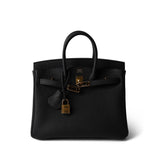 Hermes Handbag Black Birkin 25 Noir Black Veau Togo Leather Gold Hardware -Knockoff
