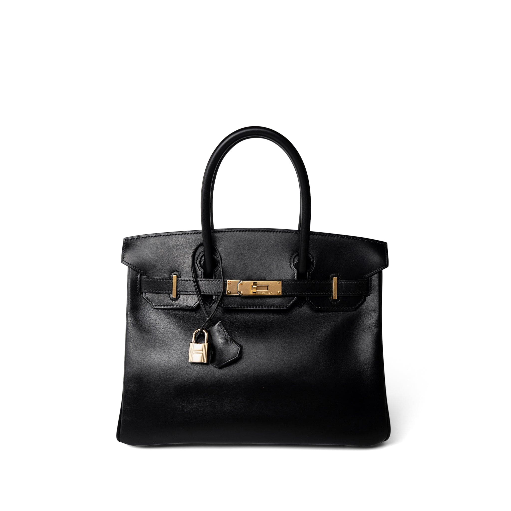 Hermes Handbag Black Birkin 30 Black Box Calfskin Gold Plated G Square Stamp -Knockoff
