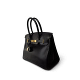 Hermes Handbag Black Birkin 30 Black Box Calfskin Gold Plated G Square Stamp -Knockoff
