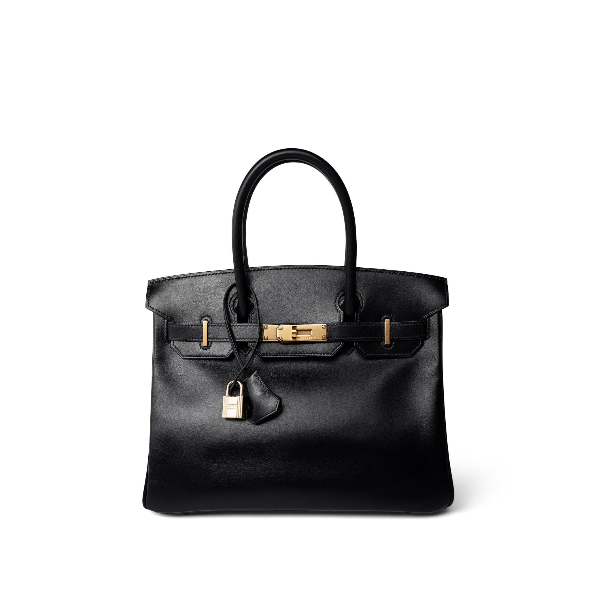 Hermes Handbag Black Birkin 30 Black Box Calfskin Gold Plated G Square Stamp -Knockoff
