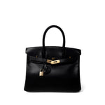 Hermes Handbag Black Birkin 30 Black Box Calfskin Gold Plated G Square Stamp -Knockoff
