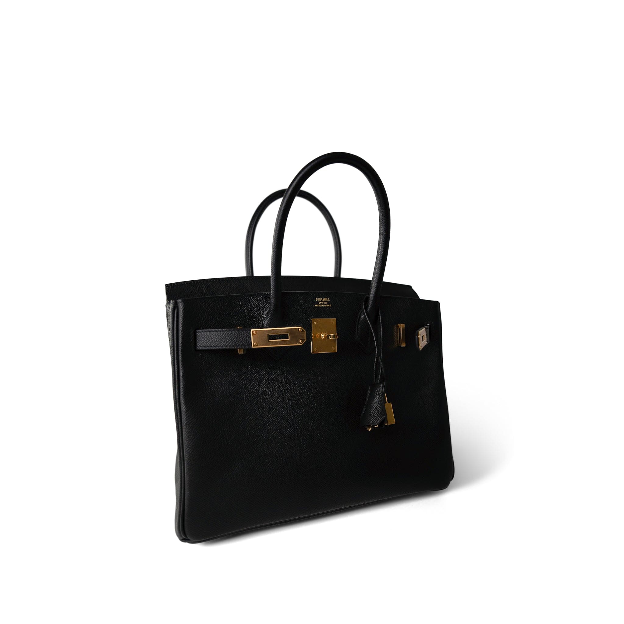 Hermes Handbag Black Birkin 30 Black Epsom Gold Plated Z Stamp -Knockoff
