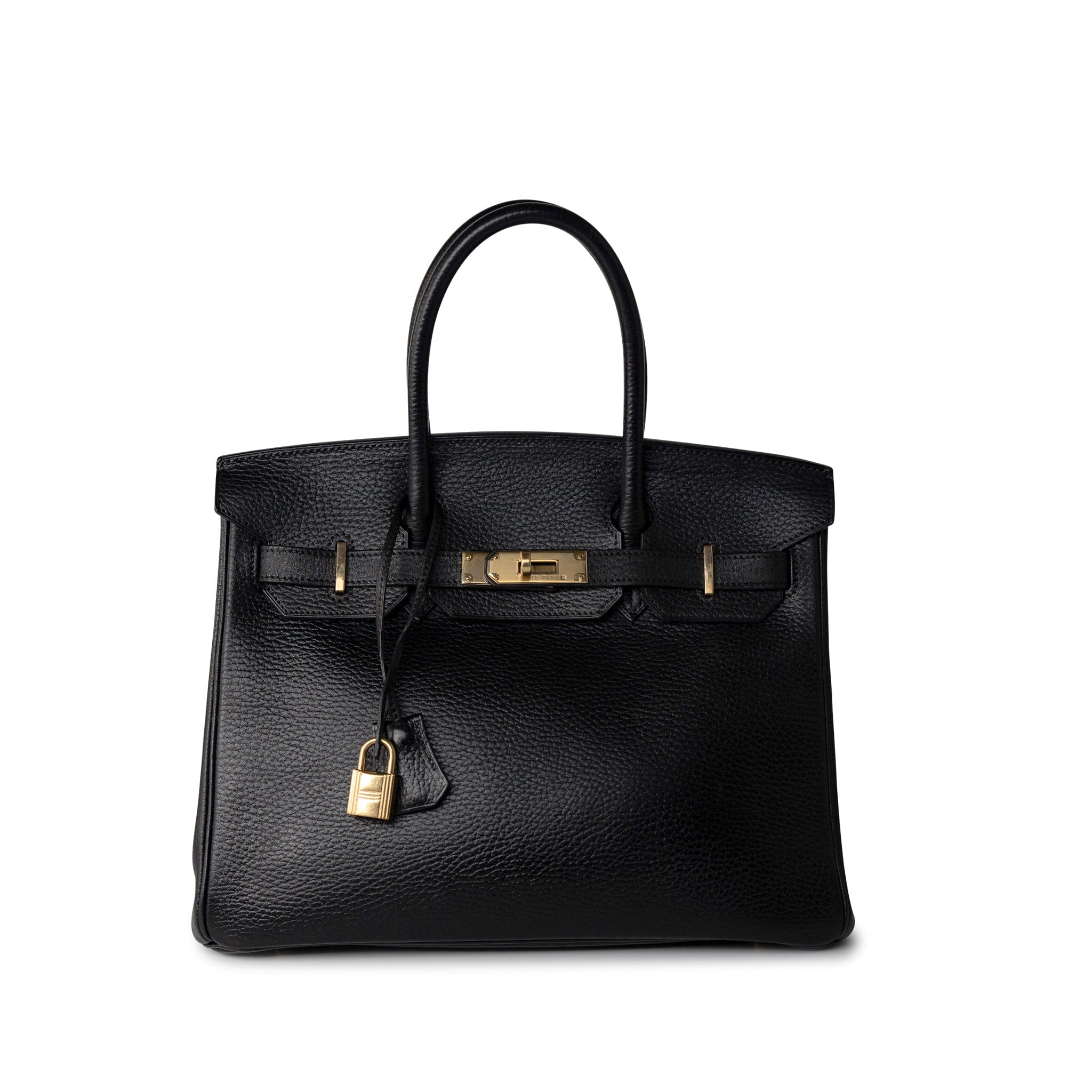 Hermes Handbag Black Birkin 30 Black Noir Vachette Ardennes Gold Plated Hardware -Knockoff
