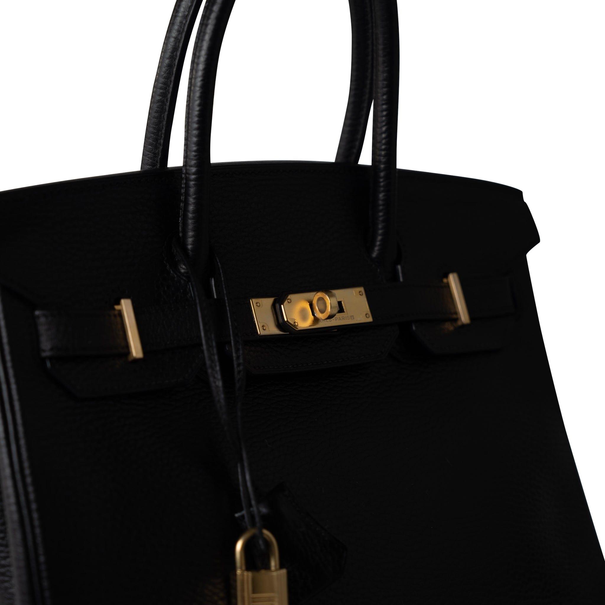 Hermes Handbag Black Birkin 30 Black Noir Vachette Ardennes Gold Plated Hardware -Knockoff
