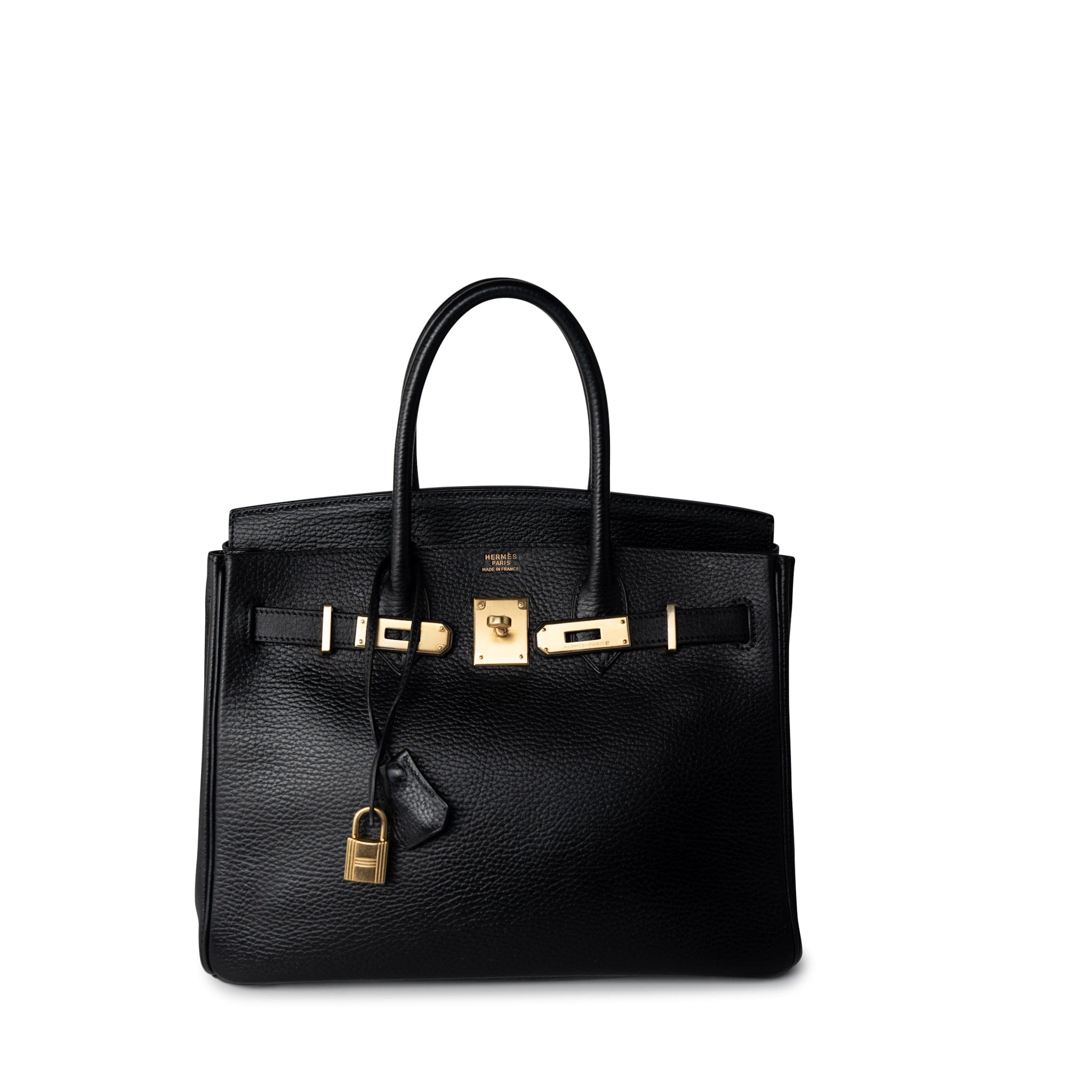 Hermes Handbag Black Birkin 30 Black Noir Vachette Ardennes Gold Plated Hardware -Knockoff
