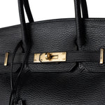 Hermes Handbag Black Birkin 30 Black Noir Vachette Ardennes Gold Plated Hardware -Knockoff
