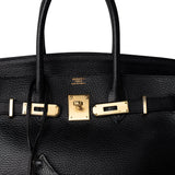 Hermes Handbag Black Birkin 30 Black Noir Vachette Ardennes Gold Plated Hardware -Knockoff
