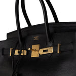 Hermes Handbag Black Birkin 30 Black Noir Vachette Ardennes Gold Plated Hardware -Knockoff
