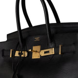 Hermes Handbag Black Birkin 30 Black Noir Vachette Ardennes Gold Plated Hardware -Knockoff
