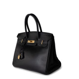 Hermes Handbag Black Birkin 30 Black Noir Vachette Ardennes Gold Plated Hardware -Knockoff
