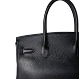 Hermes Handbag Black Birkin 30 Black Noir Vachette Ardennes Gold Plated Hardware -Knockoff
