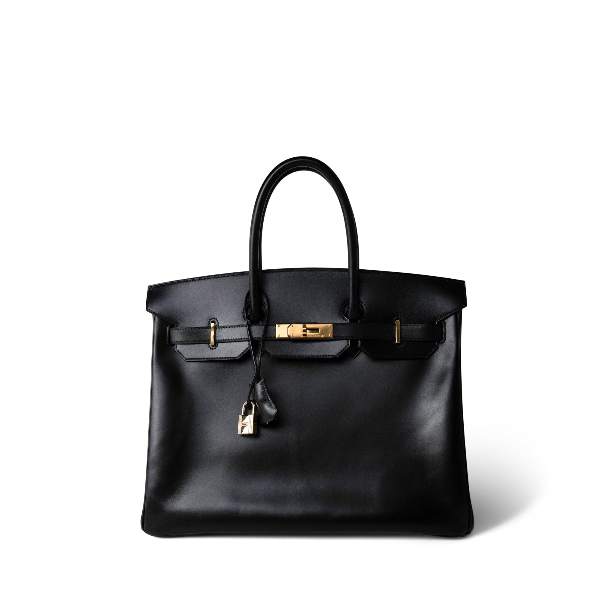 Hermes Handbag Black Birkin 35 Black Box Calfskin Gold Plated F Square Stamp -Knockoff
