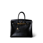 Hermes Handbag Black Birkin 35 Black Box Calfskin Gold Plated F Square Stamp -Knockoff
