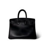 Hermes Handbag Black Birkin 35 Black Box Calfskin / Rouge Vif Gold Plated B Square Stamp -Knockoff
