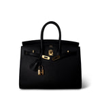 Hermes Handbag Black Birkin Sellier 25 Madame Gold Plated Y Stamp -Knockoff
