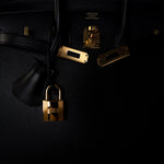 Hermes Handbag Black Birkin Sellier 25 Madame Gold Plated Y Stamp -Knockoff
