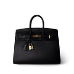 Hermes Handbag Black Birkin Sellier 25 Madame Gold Plated Y Stamp -Knockoff
