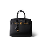 Hermes Handbag Black Birkin Sellier 30 Noir / Black Veau Madame Leather Gold Plated Z Stamp -Knockoff
