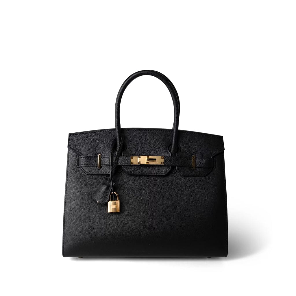 Hermes Handbag Black Birkin Sellier 30 Noir / Black Veau Madame Leather Gold Plated Z Stamp -Knockoff
