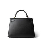 Hermes Handbag Black (Copy) Kelly Sellier 28 Black Epsom Gold Plated C Stamp -Knockoff
