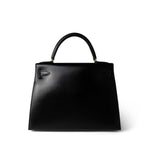 Hermes Handbag Black Kelly Sellier 28 Black Box Calfskin Gold Plated (V) Stamp -Knockoff
