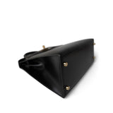 Hermes Handbag Black Kelly Sellier 28 Black Box Calfskin Gold Plated (V) Stamp -Knockoff
