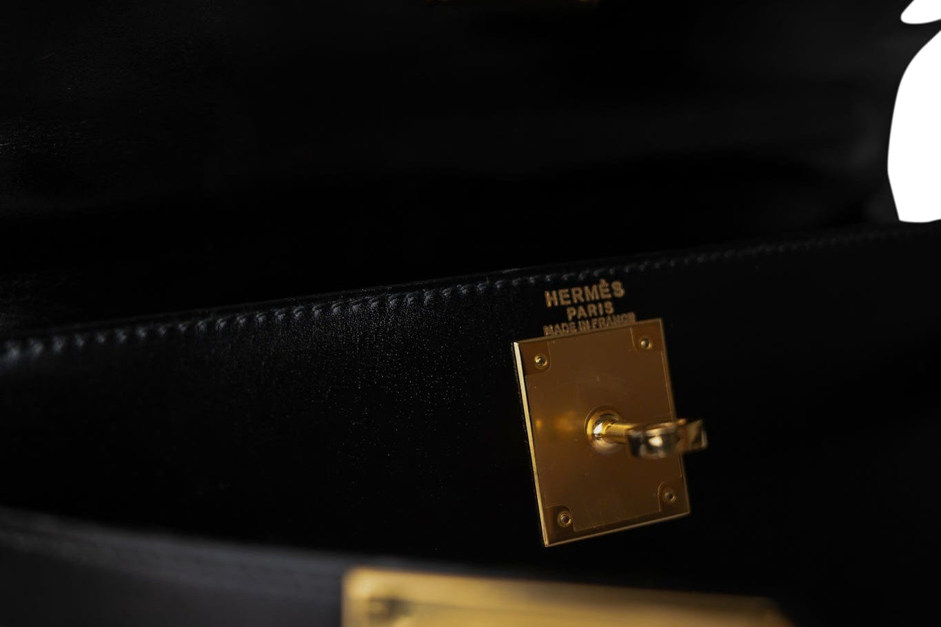 Hermes Handbag Black Kelly Sellier 28 Black Box Calfskin Gold Plated (V) Stamp -Knockoff
