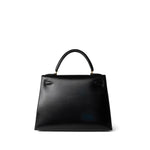 Hermes Handbag Black Kelly Sellier 28 Black Box Calfskin Gold Plated X Circle Stamp -Knockoff
