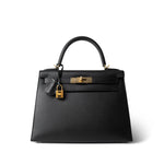 Hermes Handbag Black Kelly Sellier 28 Black Epsom Gold Plated C Stamp -Knockoff
