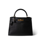 Hermes Handbag Black Kelly Sellier 28 Black Lizard Gold Plated (Y) Stamp -Knockoff
