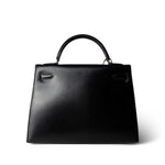 Hermes Handbag Black Kelly Sellier 32 Black Box Calfskin Gold Plated (U) Stamp -Knockoff
