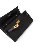 Hermes Handbag Black Kelly Wallet To Go Black Veau Epsom Gold Plated B Stamp -Knockoff
