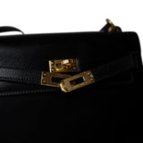 Hermes Handbag Black Mini Kelly Sellier 20 Black Box Calfskin Gold Plated P Circle Stamp -Knockoff
