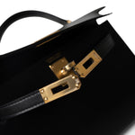 Hermes Handbag Black Mini Kelly Sellier Noir Box Calfskin Gold Plated Z Stamp -Knockoff
