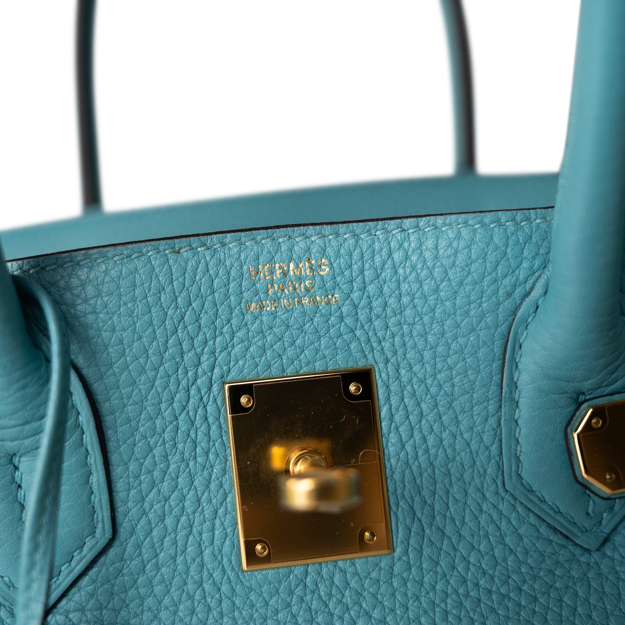 Hermes Handbag Blue Birkin 30 Veau Togo Blue Atoll Gold Plated T Stamp -Knockoff
