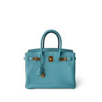 Hermes Handbag Blue Birkin 30 Veau Togo Blue Atoll Gold Plated T Stamp -Knockoff
