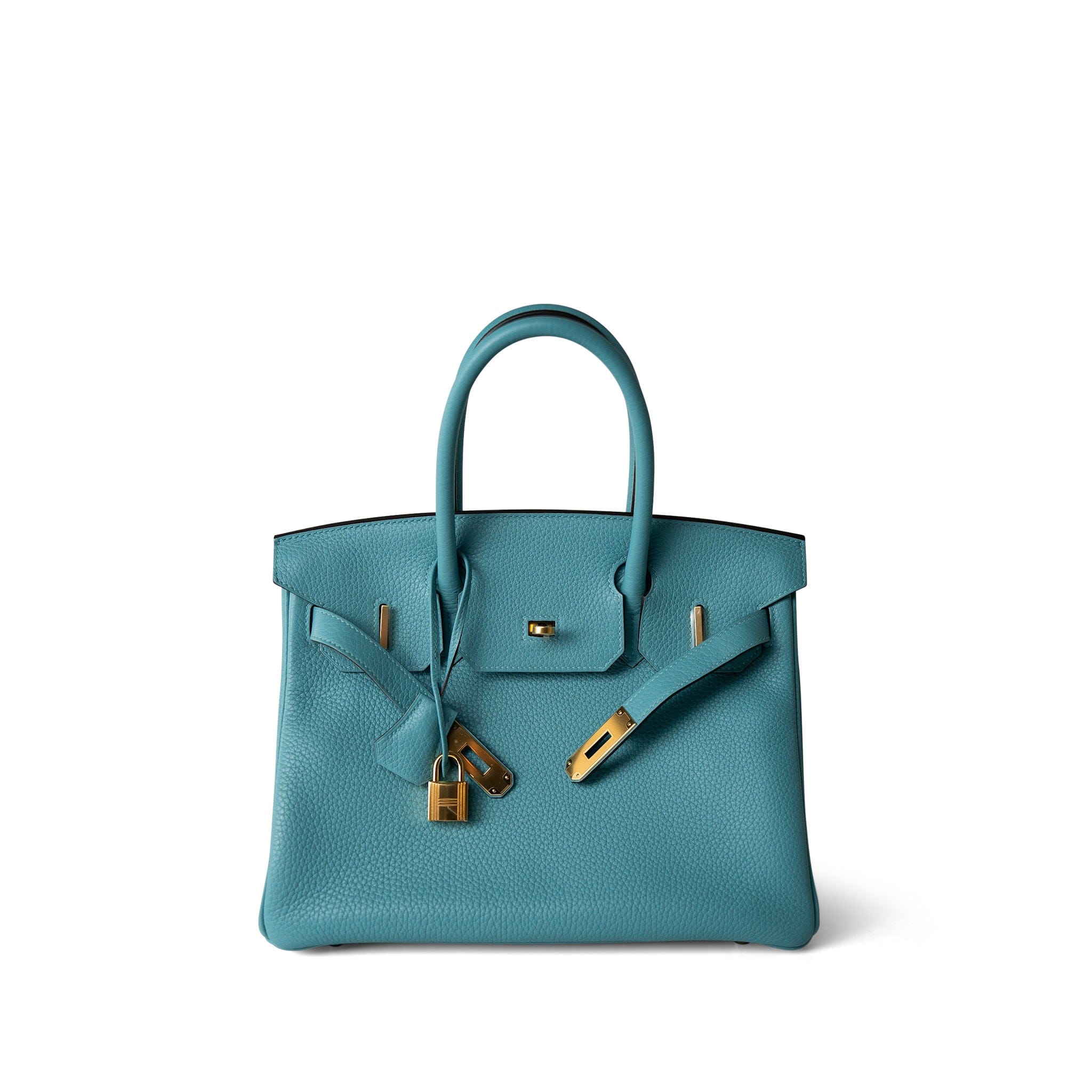 Hermes Handbag Blue Birkin 30 Veau Togo Blue Atoll Gold Plated T Stamp -Knockoff
