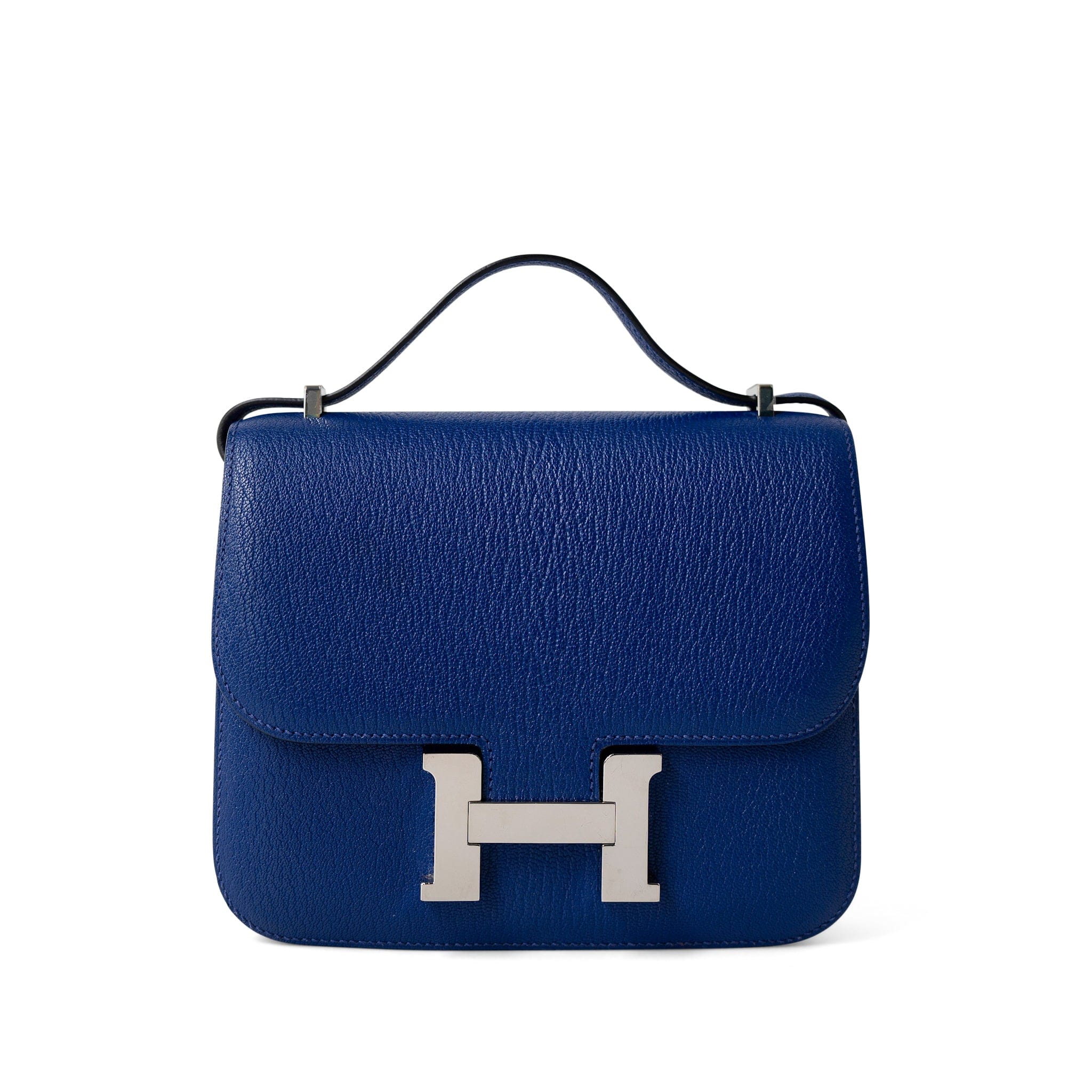 Hermes Handbag Blue / Constance Constance 18 7T Bleu Electrique Chèvre Leather Palladium Plated U Stamp -Knockoff
