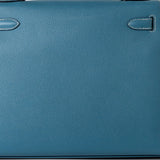 Hermes Handbag Blue Kelly 28 Sellier Blue Jean Veau Epsom Leather Palladium Hardware M Square Stamp -Knockoff
