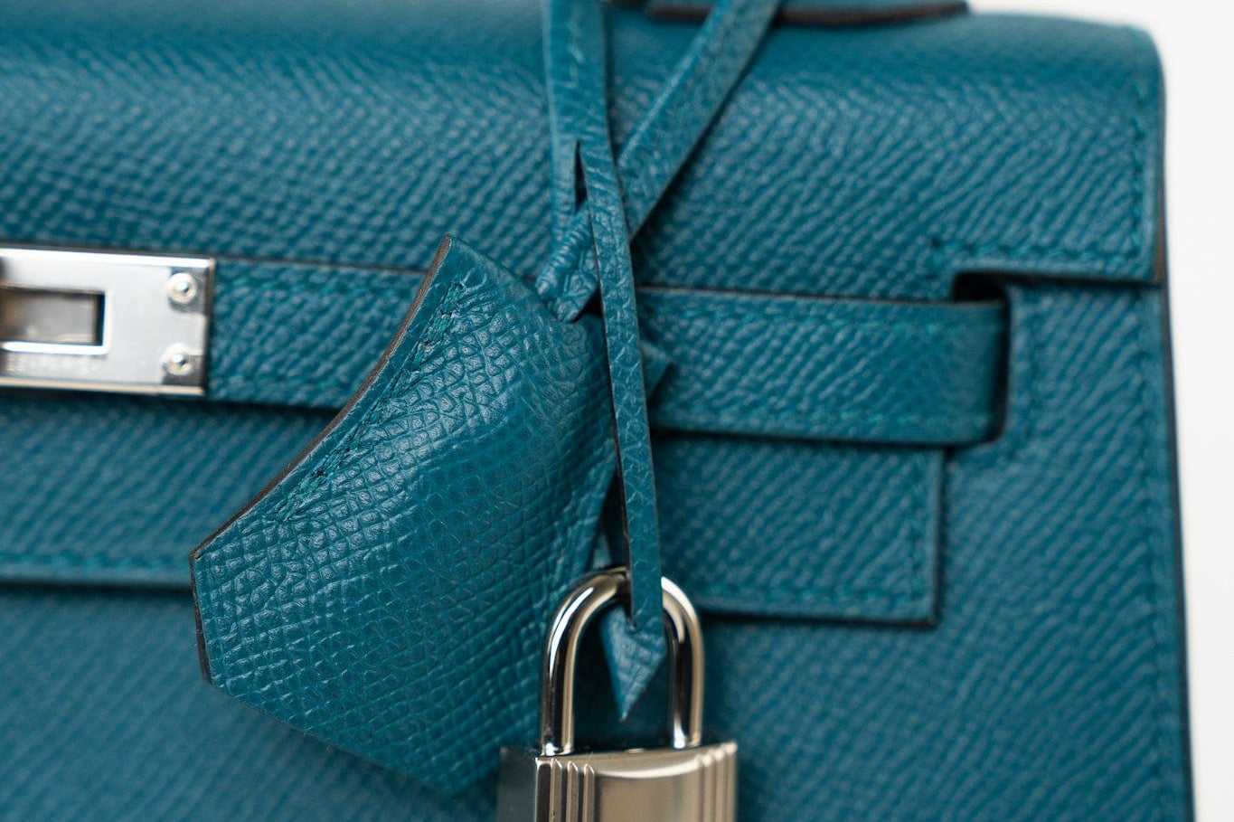 Hermes Handbag Blue Kelly Sellier 25 Vert Bosphore Veau Epsom Palladium Plated Hardware D Stamp -Knockoff
