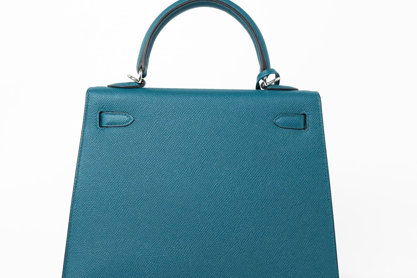 Hermes Handbag Blue Kelly Sellier 25 Vert Bosphore Veau Epsom Palladium Plated Hardware D Stamp -Knockoff
