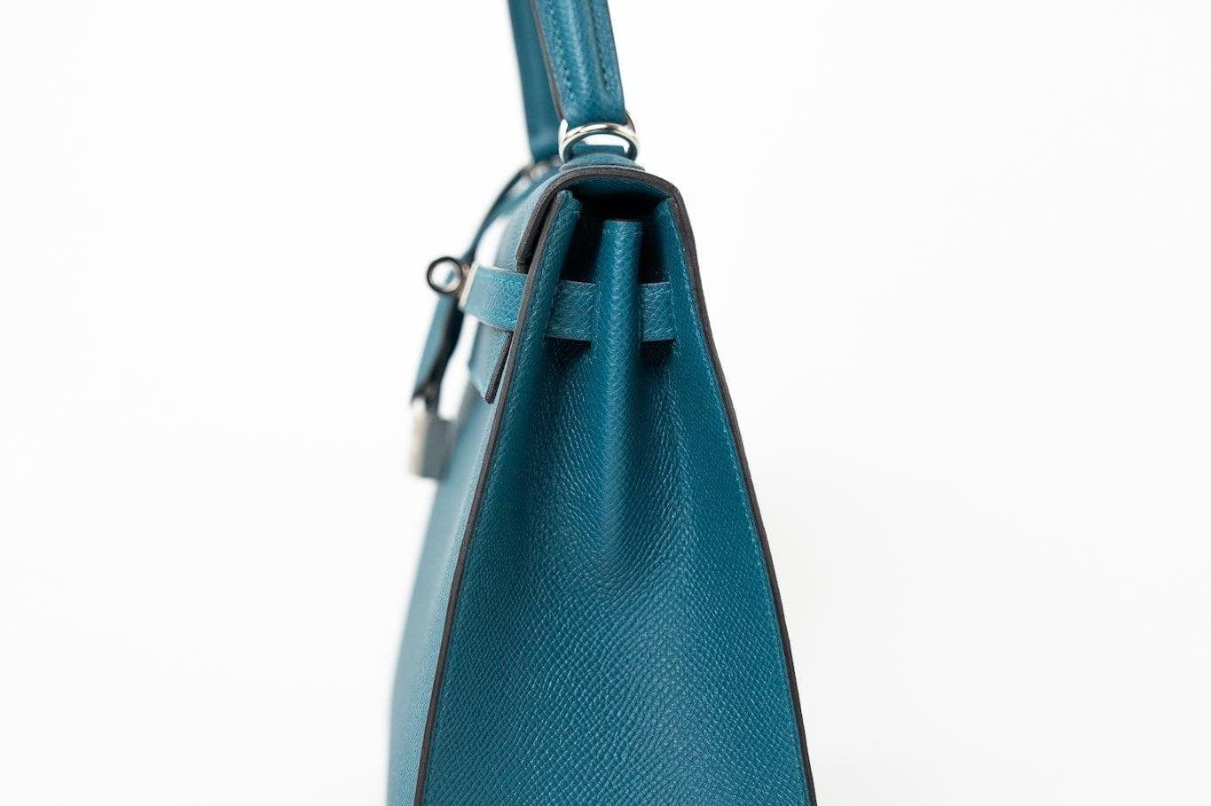 Hermes Handbag Blue Kelly Sellier 25 Vert Bosphore Veau Epsom Palladium Plated Hardware D Stamp -Knockoff
