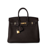 Hermes Handbag Brown Birkin 25 Ebène Veau Togo Leather Gold Plated Y Stamp -Knockoff
