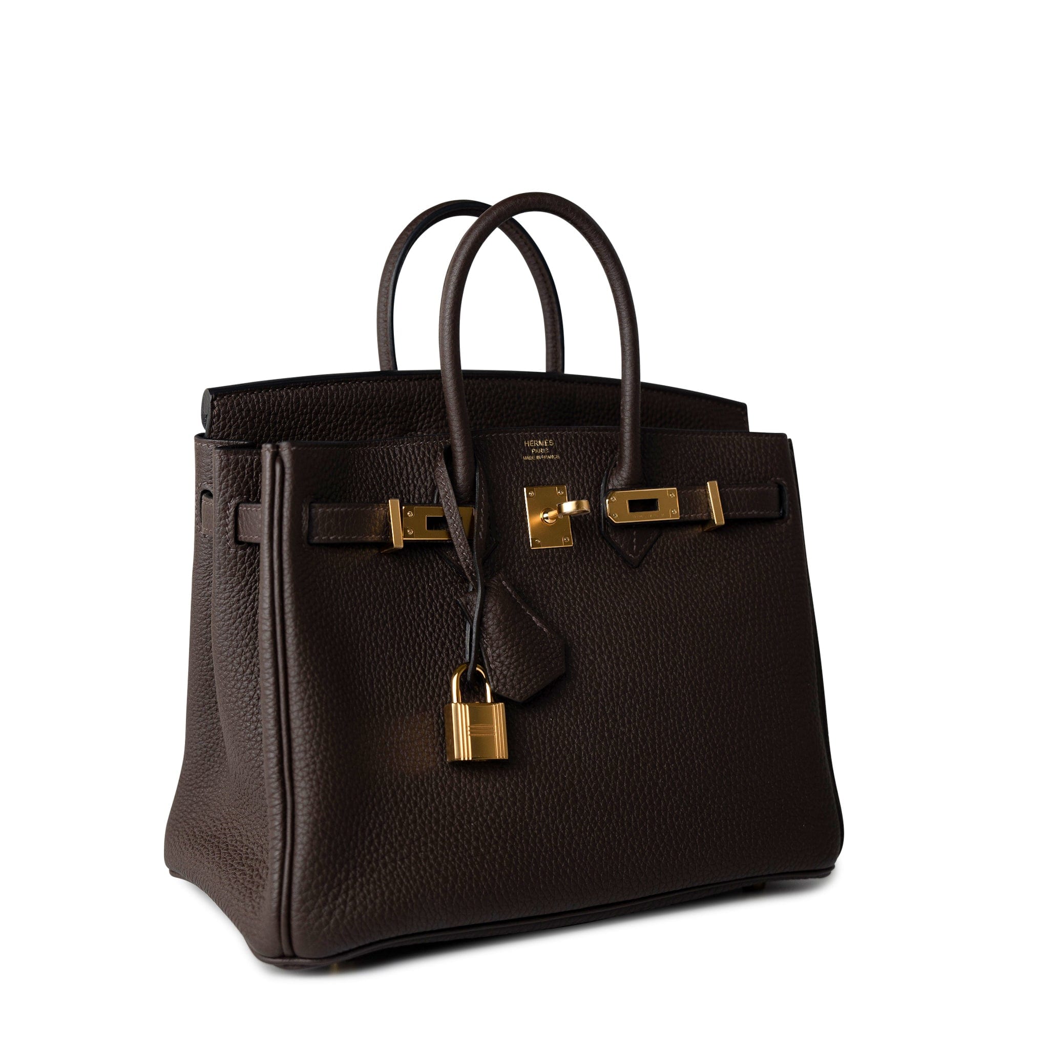 Hermes Handbag Brown Birkin 25 Ebène Veau Togo Leather Gold Plated Y Stamp -Knockoff
