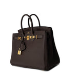 Hermes Handbag Brown Birkin 25 Ebène Veau Togo Leather Gold Plated Y Stamp -Knockoff
