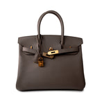 Hermes Handbag Brown Birkin 30 Etain (Greige) Veau Epsom Leather Gold Plated Hardware A Stamp -Knockoff
